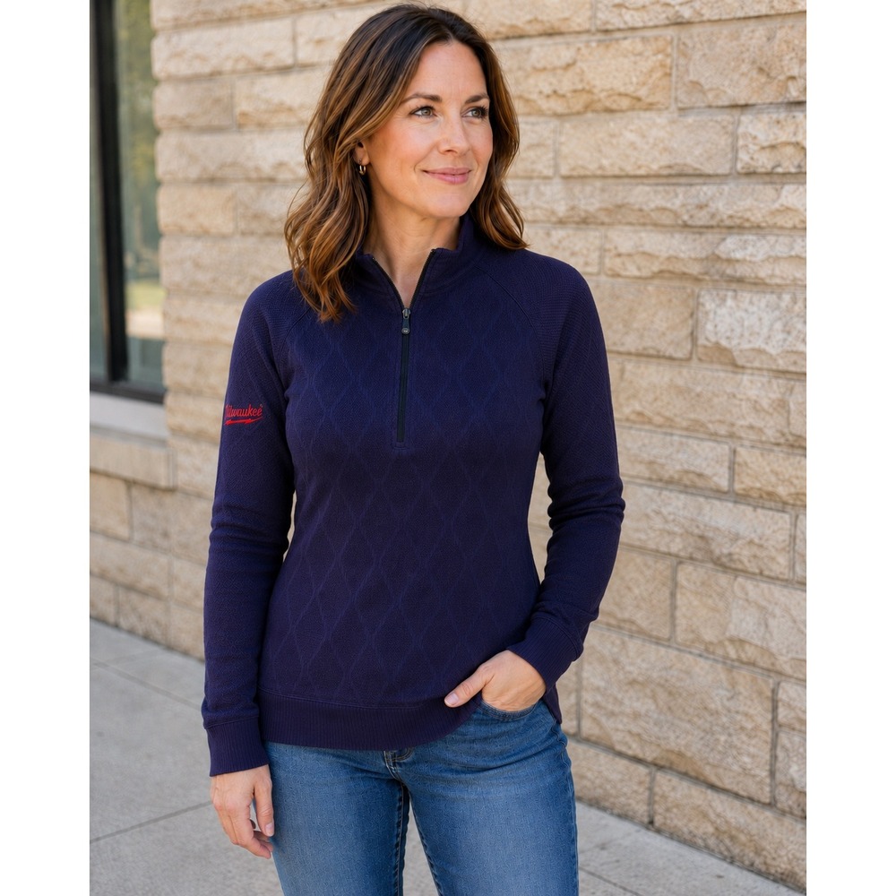 Southern Tide Pullover Quarter Zip Navy Blue Diamond Knit Athletic Small